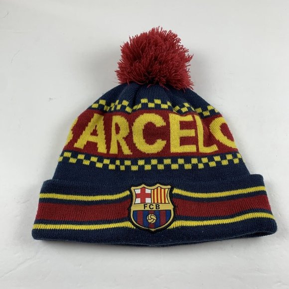 FC Barcelona Official Merchandise Football Soccer Beanie Hat Men's Blue/Red 6160 - Picture 1 of 6